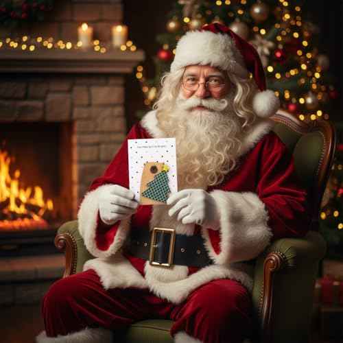 Handmade Christmas Cards with Premium 3D Wooden Design ? Set of 5 Unique Gift Cards with Kraft Envelopes ? Perfect for Friends & Family ? Boxed Merry Christmas Collection (Season of Joy)