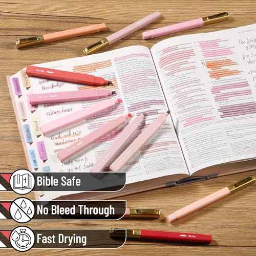 Mr. Pen- Aesthetic Highlighters and Pens, 12 Pack, Shades of Pink, No Bleed Bible Highlighters and Pens, Black Ink