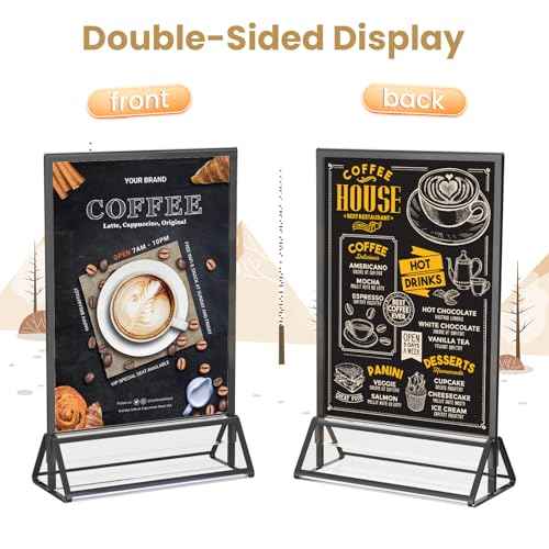 Acrylic Sign Holder 8.5X11 Black Picture Frame Double-Sided Acrylic Frames for Wedding Table Numbers Photo Frames Flyers Menu with Removable Sticky Dots-6 Pack