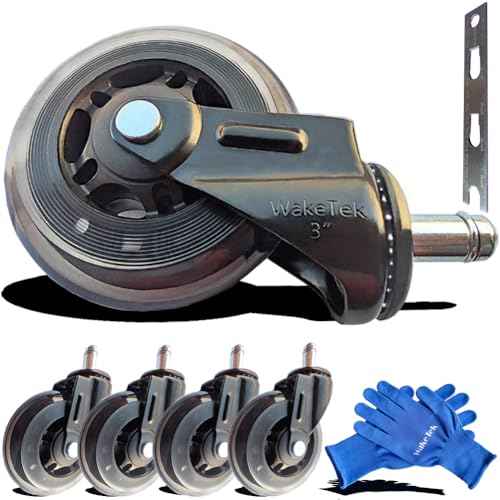 Premium Office Chair Wheels Replacement with Removal Tool, These Flexible and Durable Desk Chair Casters're Helpful for Working, Learning and Gaming(3 Inch, 7/16 Inch(11mm), 5pcs)