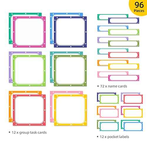 REGELETO Small Group Management Pocket Chart with 96 Cards Classroom Jobs Chart Small Group Organizer and on Task for School Teacher Elementary Preschool Learning Supplies (Black)