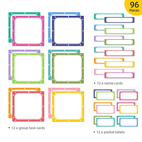 REGELETO Small Group Management Pocket Chart 48-Pockets Classroom Organizer with 96 Cards for Teachers & Homeschool