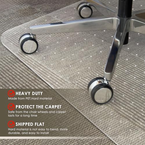 Azadx Heavy Duty Office Chair Mat for Carpet - 32" x 55" Hard Material Slip Resistant Floor Mat for Home Office Easy Glide
