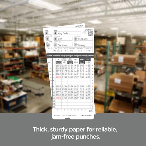 300 uPunch Time Cards for HN4000 AutoAlign Time Clocks - Compatible, Jam-Free, Bulk Pack