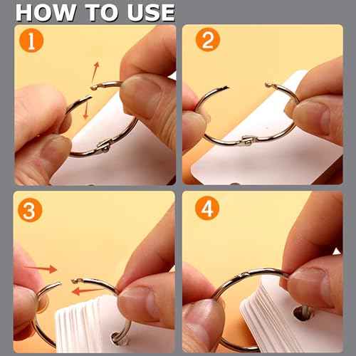 102 Pack 1 Inch Book Rings, Silver Metal Rings for Index Cards, Paper, School Office