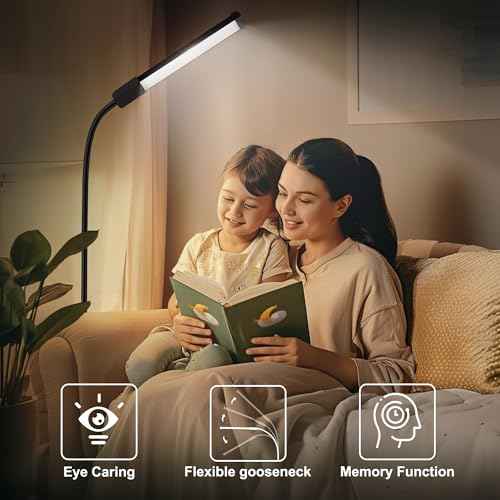 Floor Lamp, Bright Led Lash lamp for Eyelash Extensions, Dimmable Brightness and 3 Colors Lash Light, Adjustable Height and Gooseneck for Makeup Light lash Bed(Black)