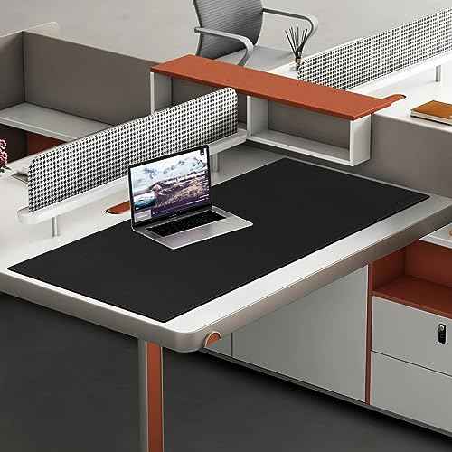 MAIDERN 43.3¡±x 19.6¡± Leather Desk Pad, Large Desk Mat, Reversible Cork & Leather Large Mouse pad for Desk, Waterproof Computer Desk Pad for Gaming Home Office (Black) ¡¦