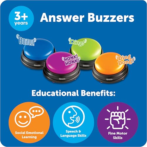 Learning Resources Answer Buzzers Set of 4 Classroom Buttons - Interactive Educational Game
