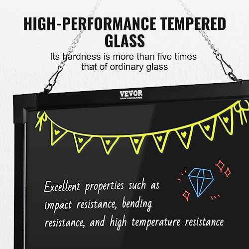 VEVOR LED Message Writing Board, 24"x16" Illuminated Erasable Lighted Chalkboard, Neon Effect Menu Sign Board, Drawing Board with 8 Fluorescent Chalk Markers and Remote Control, for Home Wedding Shop