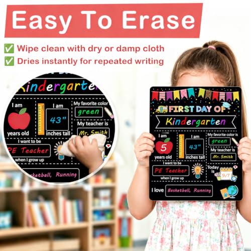 My First Day of School Sign Kit Wooden Chalkboard with Markers for Preschool & Kids