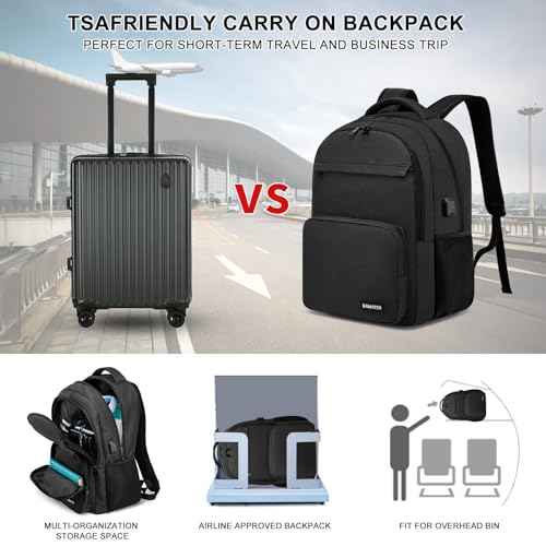 Black Backpack for School, college Backpack for Teens,Students, with 17.3 inch Laptop Sleeve Back Pack for Boys, Large Computer Back Pack with Compartments for Men & Women