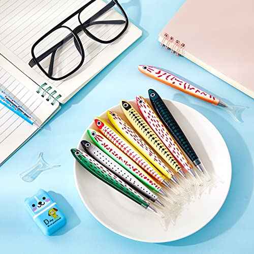 Outus Fish Pen Ballpoint Ink Pens Kawaii Novelty Pen 0.7 mm Bulk Realistic Fishing Decoration for Sea Party Favors Halloween Christmas Near Year Gift(50 Pieces)