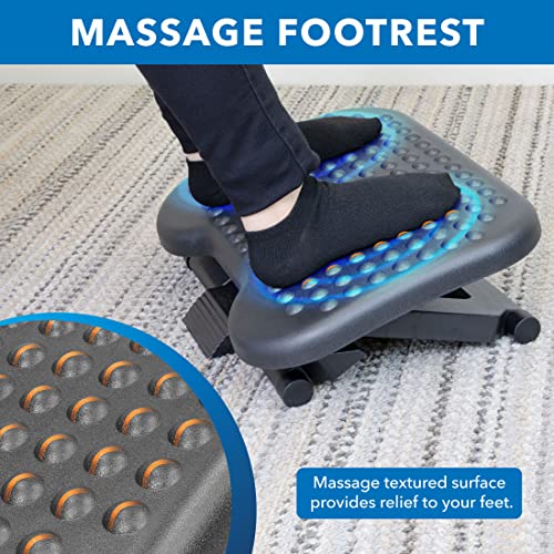 Mount-It! Ergonomic Under Desk Footrest with 3 Height Levels |Height Adjustable Tilting Foot Stool | Home Office Footrest with Massage Surface for Improved Circulation (MI-7801)