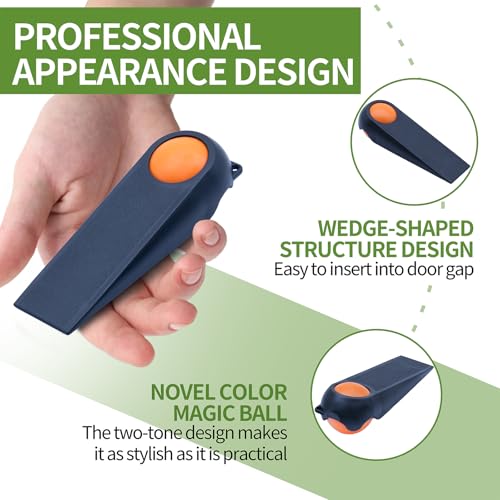2 Pack 5-Inch Black and Orange Bottom Door Stoppers - Heavy Duty Rubber
