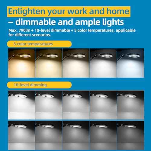 Magnifying Lamp, 10X Illuminated Magnifier Lamp with Internal Spring Swing Arm and Desk Edge Clamp
