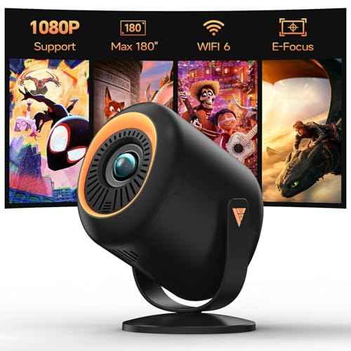 Mini Projector with WiFi and Bluetooth, Portable Projector Native 1080P Support 4k with 180¡Æ Adjustable Stand, Max 180" Display Proyector Built-in Speakers