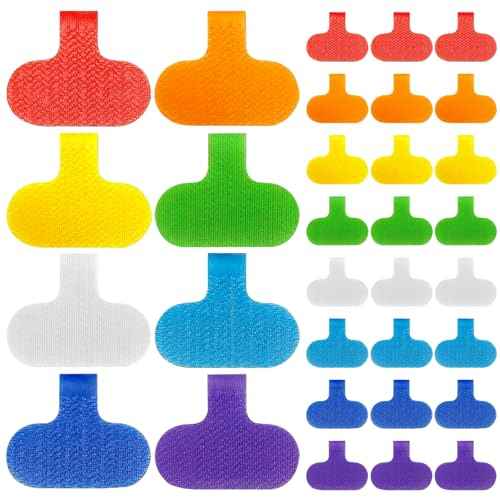 32 Pcs Multi Color Durable Cable Lables with Writable Surface,Waterproof Wire Labels for Electronics Organization,Computer&Industrial Cable Management,1.5" x 0.63"Cord Tags(8 Colors)