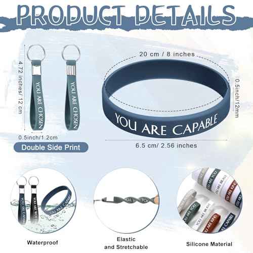 Sratte 240 Pcs Motivational Wristbands Inspirational Keychains Appreciation Gifts for Employee Teacher