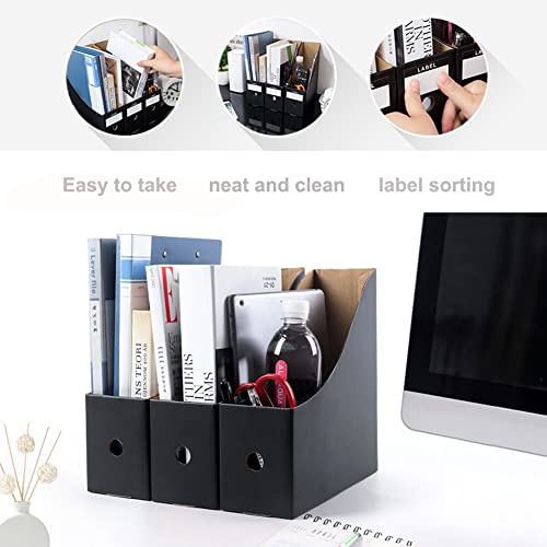 Fiyerna 15 Matte Black Foldable Desk File Holder Organizer with Blank Label Stickers