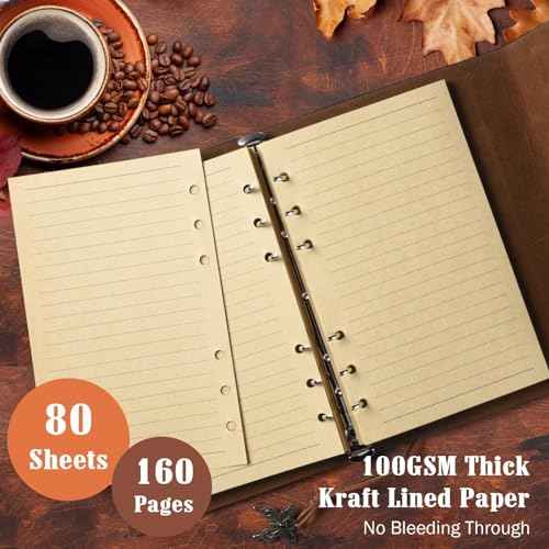 10 Pack PU Leather Journal Notebook, Refillable Journal Bulk, Vintage Travel Journals for Writing, Gift Diary Journal for Women, Men, Girls, 100GSM Lined Paper, Each 160 Pages & 2 Pockets (A6, 5"x7" )