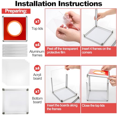 Fasmov Acrylic Donation Raffle Box - Clear Suggestion & Ticket Holder