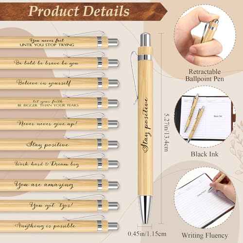 30 Sets Christmas Employee Appreciation Gifts Bulk Inspirational Leather Journal Notebooks with Bamboo Pens Thank You Gifts for Teacher Nurse Coworker Team Staff (Brown)