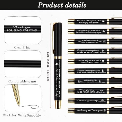 Kosiz 30 Set / 60 Pcs Christian Gifts Bulk with Pocket Spiral Religious Notebook with Sticky Notes Bible Verse Pens Prayer Journal Gifts for Church Men Women Sunday School(Black)