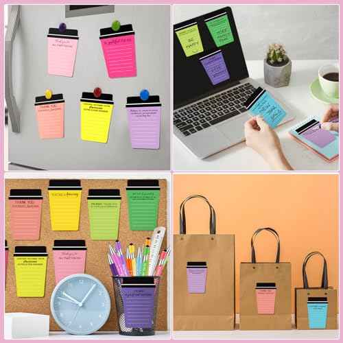 Kosiz 90 Pcs Thank You Coffee Cup Notepads with Ballpoint Pens and Organza Bags Inspirational Notepads Christmas Thank You Gifts for Teacher Employee Staff Team Nurse Christmas Stocking Stuffer Gifts