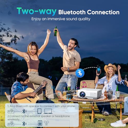 NISOO Mini Projector with WiFi, Bluetooth & 1080P Outdoor Home Theater