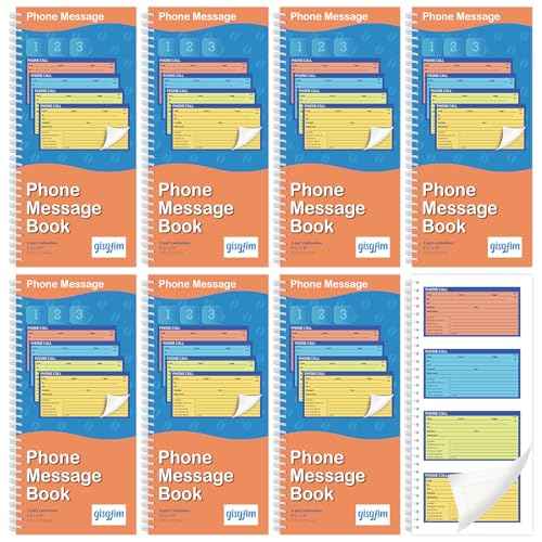 gisgfim Spiral Bound Phone Message Book 5-1/4x11inch Phone Message Forms Book 2 Part Carbonless Phone Message Pads Phone Call Log Book Voicemail Log Book While You Were Out Message Pad 4 Messages/Page