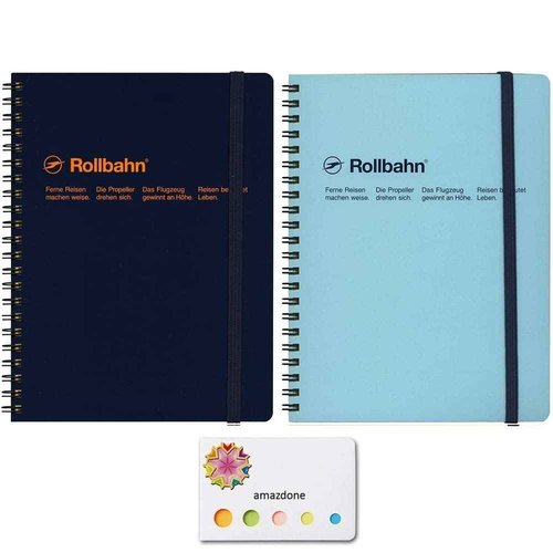 Roruban Delfonics Roruban Pocket Memo A5 Dark Blue＆Light Blue(500056-428,500056-100) Set of 2 and Our Original Sticky Notes