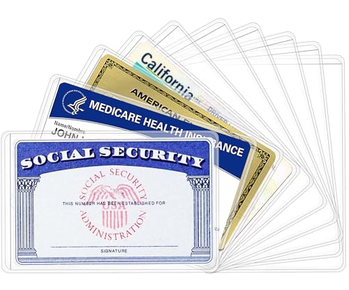 Glsgsb Clear Water-Resistant PVC Card Sleeves for Medicare, Social Security, ID, Credit Cards - 6 Pack