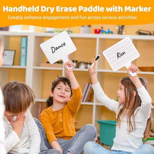 25 PCS Dry Erase Paddles with Markers, Dual-Sided Handheld Whiteboard, Dry Erase Sign with Blank and Lined Sides, Writing Drawing Whiteboard, Auction Paddles for Classroom Interaction, Game, Vote