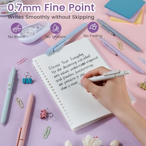 Morandi FIOVER Gel Pens 6 Pack 0.7mm Fine Point Black Ink Retractable Pens