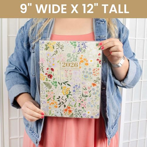 bloom daily planners 2026 Monthly Planner Calendar Book (January 2026 - December 2026) - Large 9¡± x 12¡± Floral Agenda Schedule Organizer - Garden Party