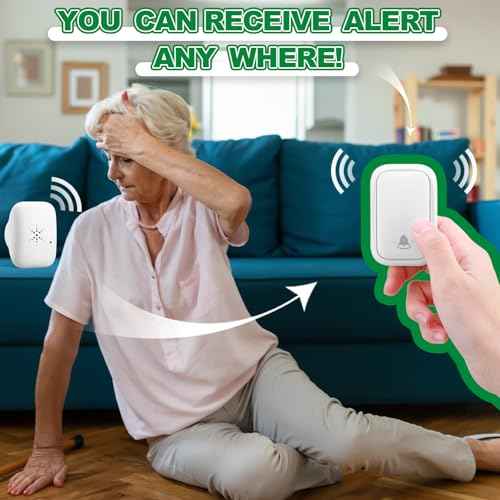 4 Set Wireless Caregiver Pager Wireless Call Button Nurse Alert System 500+ Feet 4 Set Transmitters Plug in Receivers for Elderly Patients Disabled Call Bell Operating Range