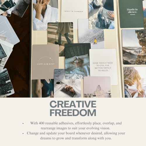 Daily Dopamine Vision Board Kit for Ambitious People- Foldable Mood & Dream Board for Manifestation, Visualization & Goal Setting|125 Aesthetic Photo & 25 Empowering Quote Cards| Vision Board Supplies