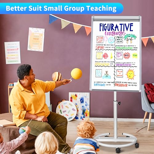 Whiteboard on Wheels 40x28in - Magnetic Dry Erase Easel with Paper Pad & Adjustable Height