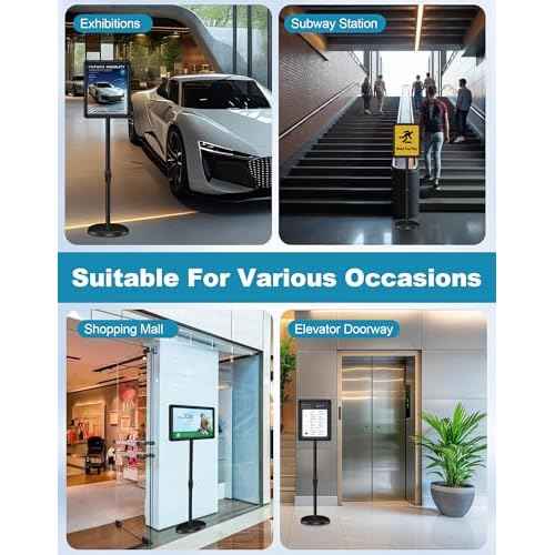 2 Pack Sign Holder Stand 8.5x11 inch for Display, Height Adjustable Floor Standing Signage Stand with 360¡Æ Rotated Snap Open Frame for Malls, Schools, Advertising, Outdoor Poster Stand