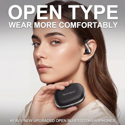 TECH NEST Black AI Translation Earbuds with 159 Languages, Real-Time Translator for iPhone & Android