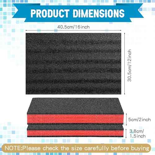 Outus 4 Pcs Cuttable Polyurethane Foam Pads Craft Foam Insert for Cases Packing Padding Camera Toolbox Storage(16 x 12 x 1.5 Inch, 16 x 12 x 2 Inch,Red, Black)