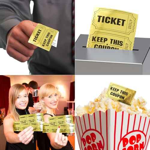 ceiba tree 1000 Raffle Tickets Gold Double Roll Metallic Gold Foil Ticket for Events Carnivals Entry Class Reward Prizes