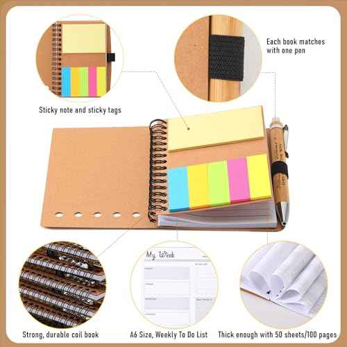 30 Sets Employee Appreciation Gifts Bulk Inspirational 2025 Weekly Planner Spiral Notebooks with Sticky Notepad Bamboo Ballpoint Pen Christmas Thank You Gift for Coworker Medical Assistant