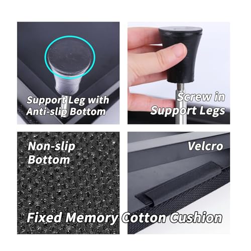 Mymyth Office Foot Rest for Under Desk at Work - Iron Adjustable Ergonomic Footrest Strong & Durable - 6 Heights Foot Stool with Memory Foam Cushion - Anti-Slip for Computer Gaming - Black