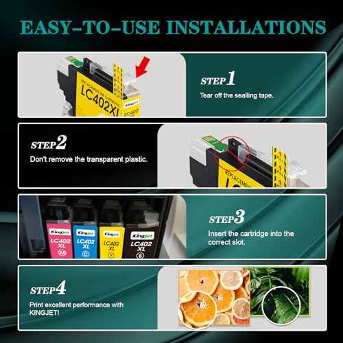 Kingjet Compatible LC402XL Ink Cartridges for Brother Printer Replacement for Brother LC402XL LC402 LC402 XL for Brother MFC-J5340DW MFC-J6540DW MFC-J6940DW Printer, 4 Pack(BK/Y/M/C)