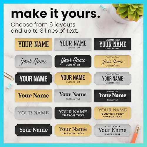 ExcelMark Brass Personalized Name Plate - 20 Icons, Custom Corners & Borders