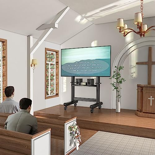 Mobile TV Cart with Wheels for 55-120" TVs up to 250 lbs | 1 Shelf Variation