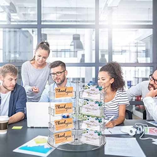 Qunclay Acrylic Business Card Holder Multi Slot Card Organizer Plastic Rotating Clear Sticker Holders Multi Pocket Rotating Countertop Organizer Display(24 Pocket)