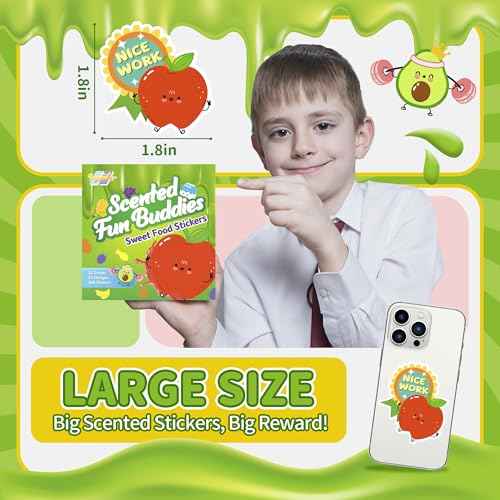 300PCS Large Scratch and Sniff Stickers, Scented Smelly Stickers for Kids, Bigger Motivational Reward Sticker with 25 Scents, Incentive Teachers Students Sticker Must Haves for Classroom School Supply