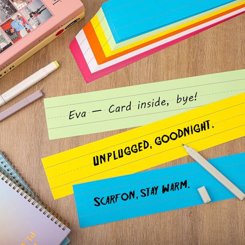 120Pcs Rainbow Color Sentence Strips for Teachers 3” x 24” Cardstock Learning Tool